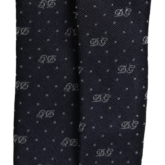 Dolce & Gabbana Dolce & Gabbana Blue DG Logo 100% Silk Adjustable Tie/Blue - Picture 2 of 3